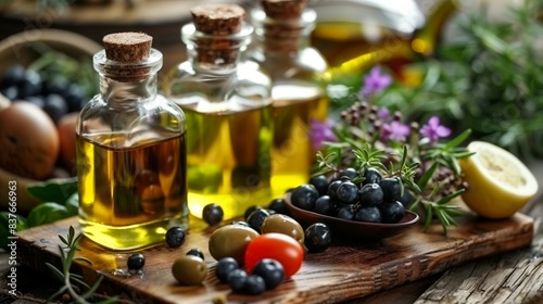olive oil and olives,