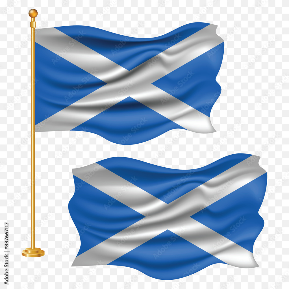 scotland independence day with national flag waving fabric illustration