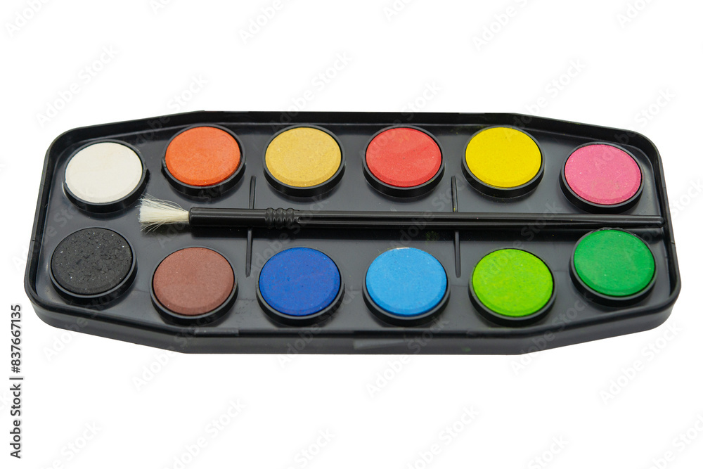 watercolor paints on a white background