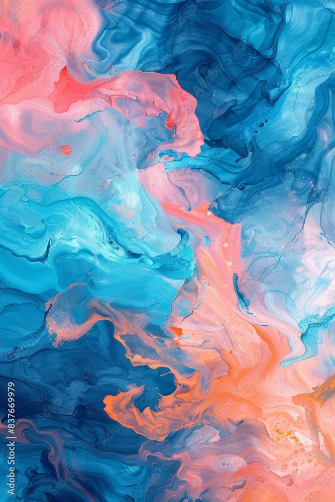 Teal and Coral Painting Texture