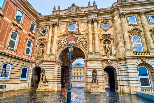 The Gate to the Lions Court in Buda Castle, Budapest, Hungary photo