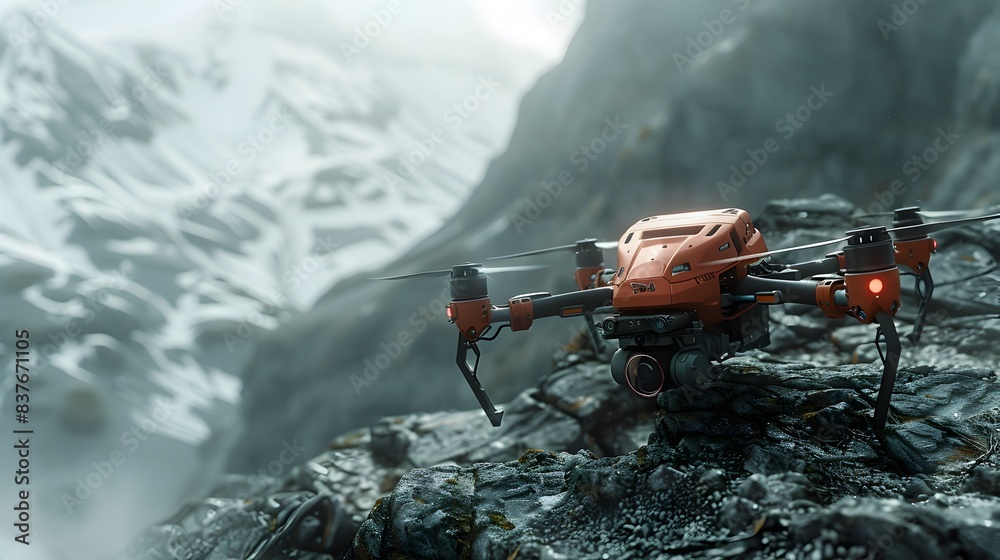 Drone Conducting Search and Rescue Mission in Rugged Mountain Terrain Drone Conducting Search and Rescue Mission in Rugged Mountain Terrain