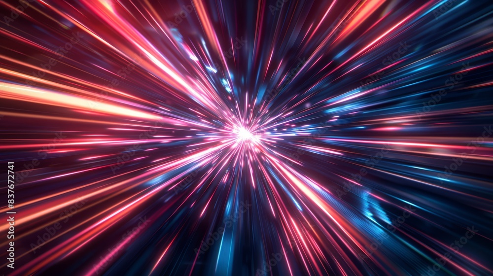 Vibrant light streaks of deep navy, bright red, and pale pink converge in a sci-fi warp speed effect. Vibrant light streaks of deep navy, bright red, and pale pink converge in a sci-fi warp speed effect.