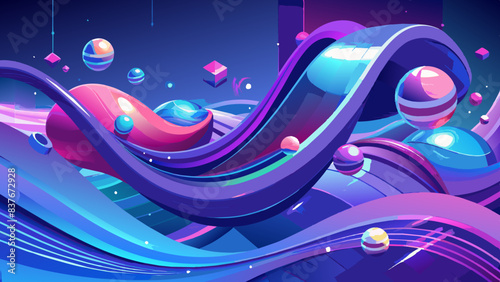 Vibrant Cosmic Journey Through Abstract Space Vector Illustration