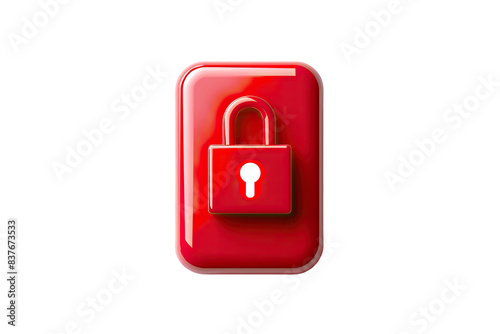 Glossy red padlock icon symbolizing security and protection. Ideal for themes like safety, privacy, and digital protection. photo