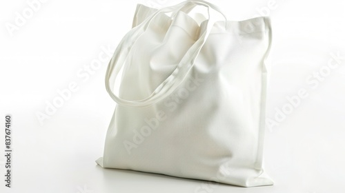 White fabric bag isolated on white background.generate AI