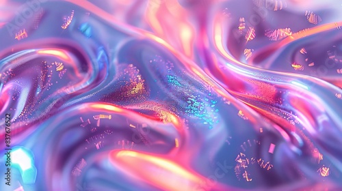 Purple pink liquid texture sparkles closeup photo