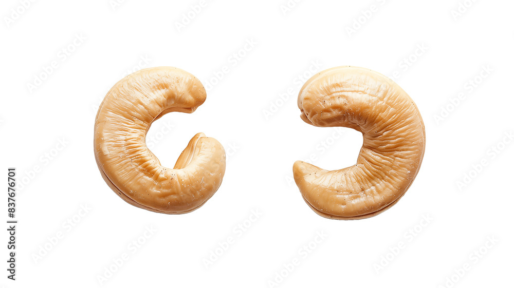 Two cashew nuts isolated on a transparent background Two cashew nuts isolated on a transparent background