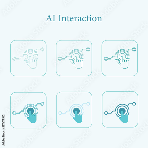 Vector illustration AI interaction editable icon set template