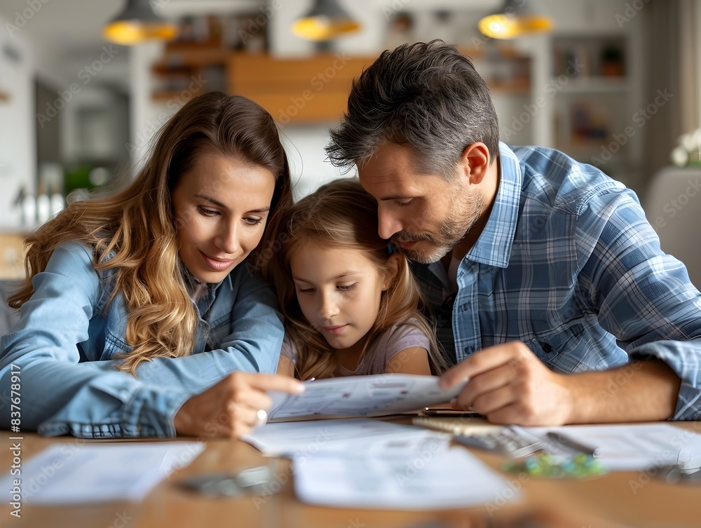 Family Discussing Emergency Financial Planning with Advisor Around Documents Family Discussing Emergency Financial Planning with Advisor Around Documents