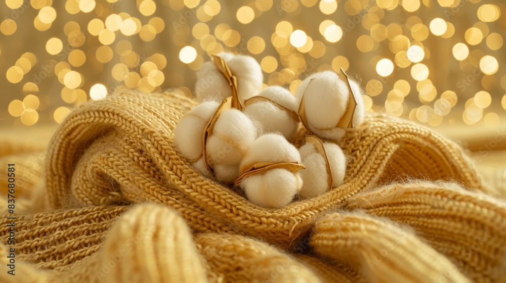  A pile of cotton sits atop a bed next to multiple piles of burlap