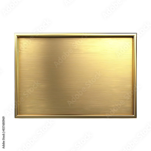 A high-quality image of a shiny rectangular gold plaque with a textured surface, perfect for awards or signage templates.isolated white background, transparent background.
