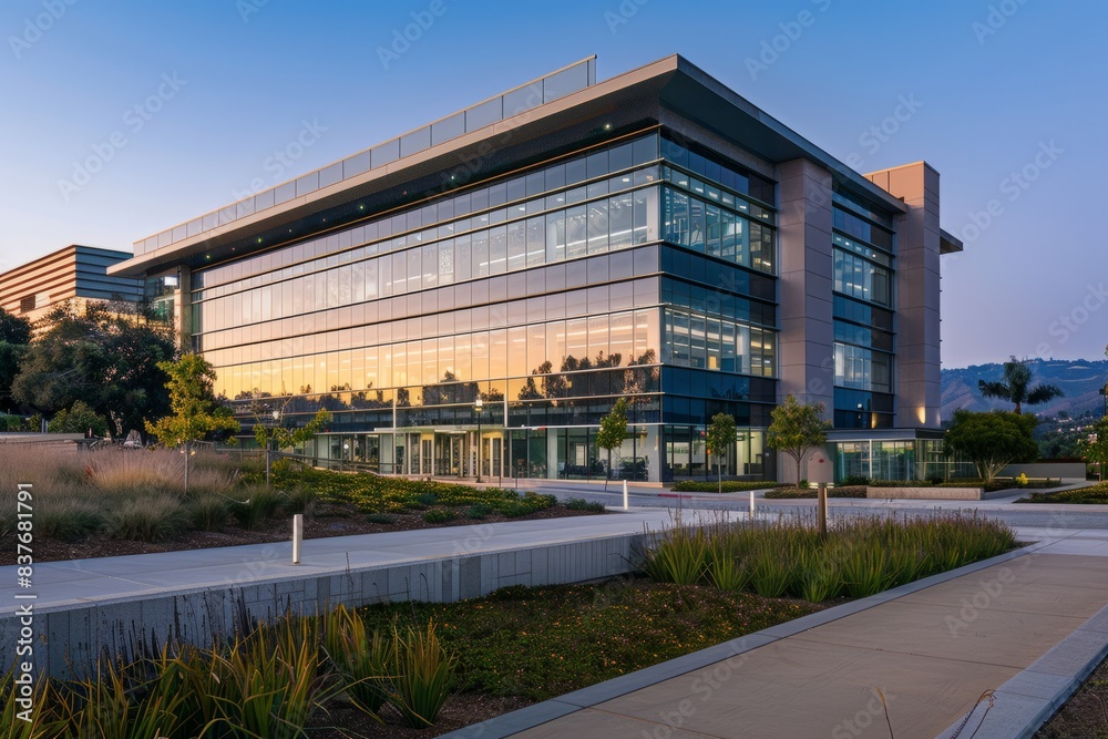 Professional Photography of the exterior of the corporate headquarters building, showcasing its architectural de, Generative AI Professional Photography of the exterior of the corporate headquarters building, showcasing its architectural de, Generative AI