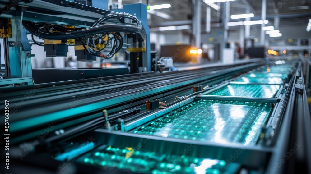 CloseUp of Advanced Battery Cell Assembly Line Generative AI