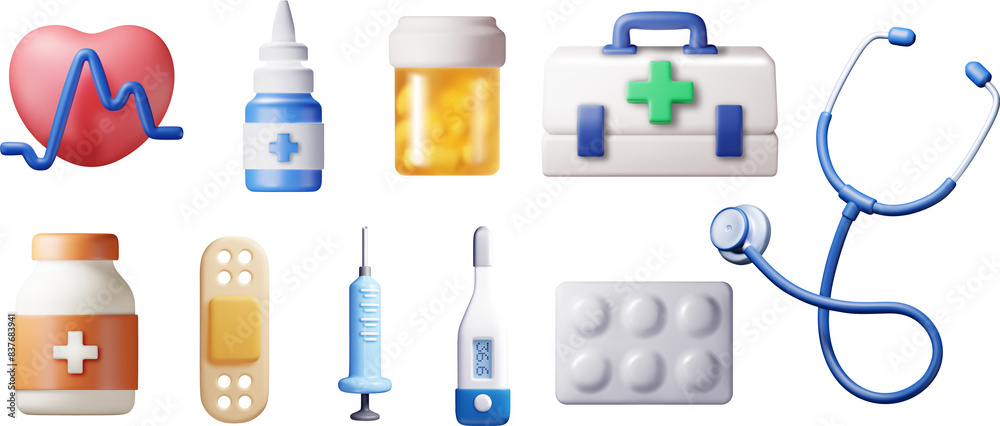 3d medicine icon set, medical collection 3d medicine icon set, medical collection