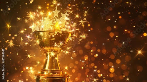 Majestic gold trophy topped with radiant stars