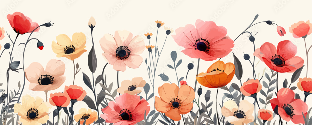 Floral background, Floral composition Hand drawing. vector simple illustration Floral background, Floral composition Hand drawing. vector simple illustration