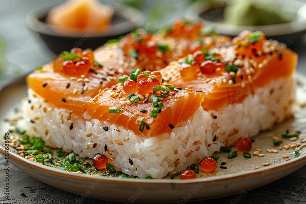 Onigiri - Rice balls wrapped in nori, filled with salmon, pickled plum, or tuna. Onigiri - Rice balls wrapped in nori, filled with salmon, pickled plum, or tuna.
