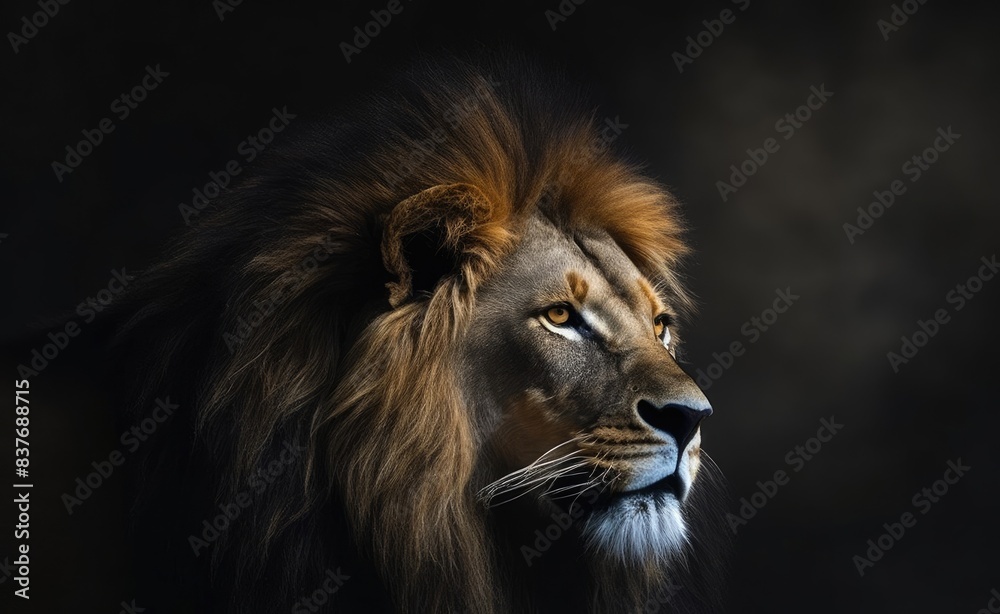 Fototapeta premium Lion king isolated on black background