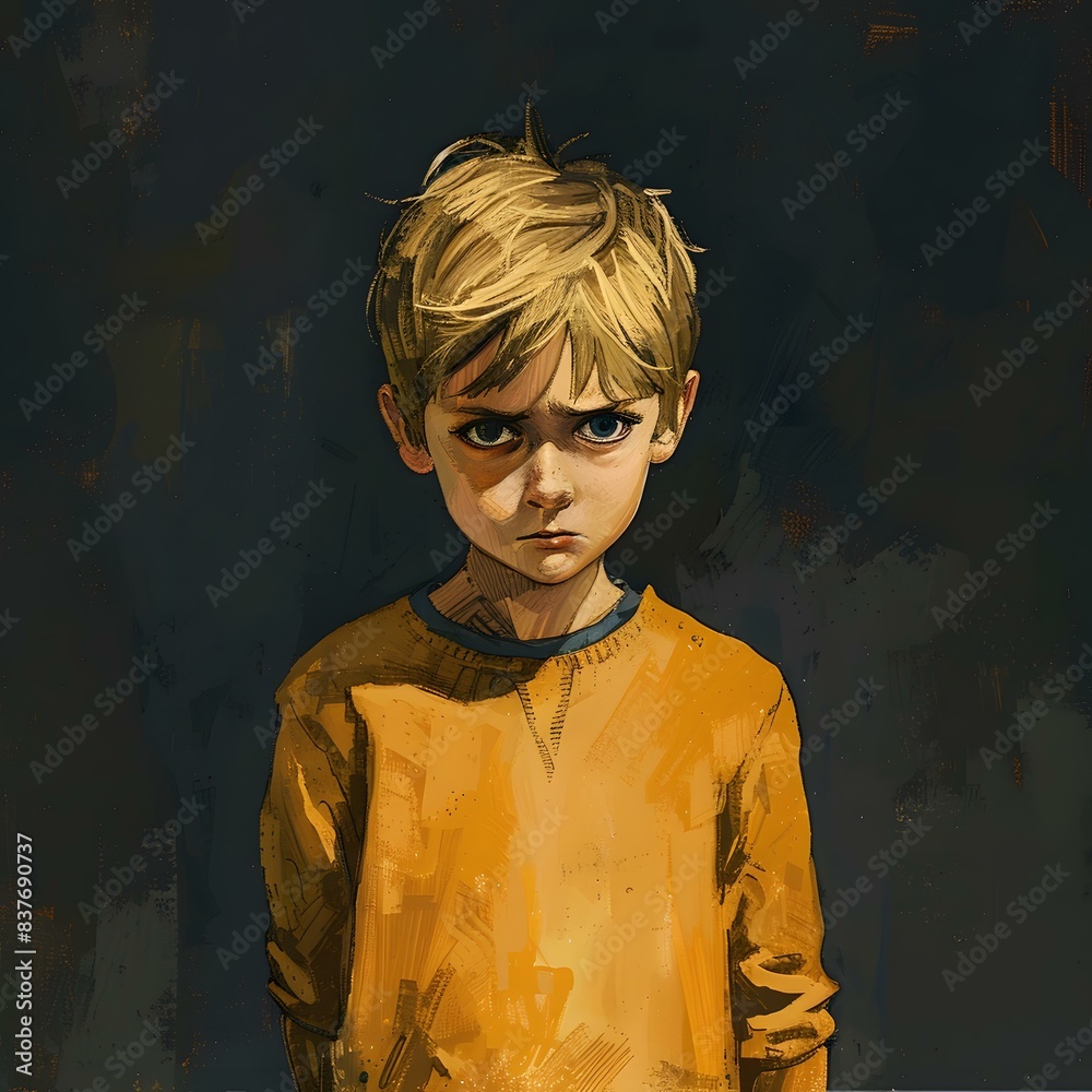 Portrait of a Young Boy with a Serious Expression Portrait of a Young Boy with a Serious Expression