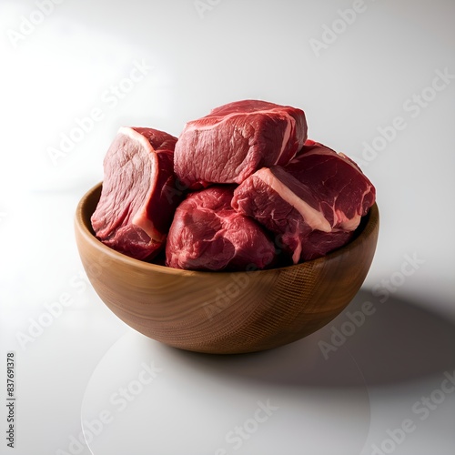 Red raw beef in a bowel
