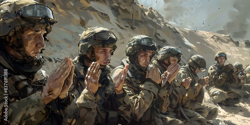 soldiers praying in battlefield
