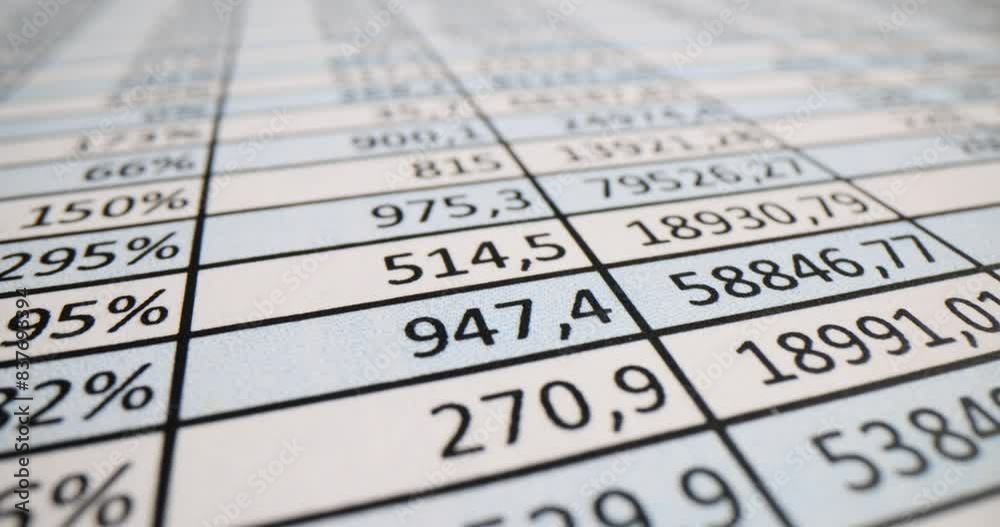 Analysis of financial tables and business statistics