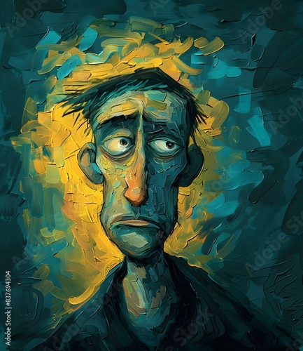 An illustration of a man with a sad expression on his face.