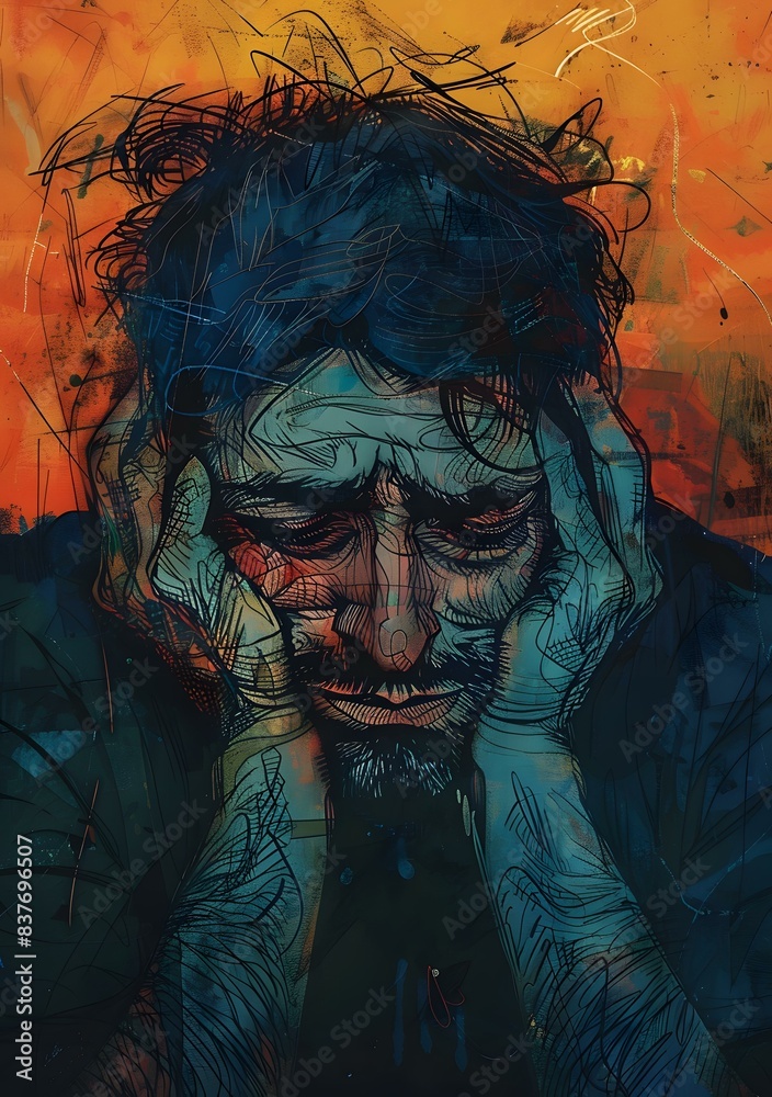 Man holding his head in despair