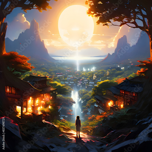 a background with trees night scane with lights