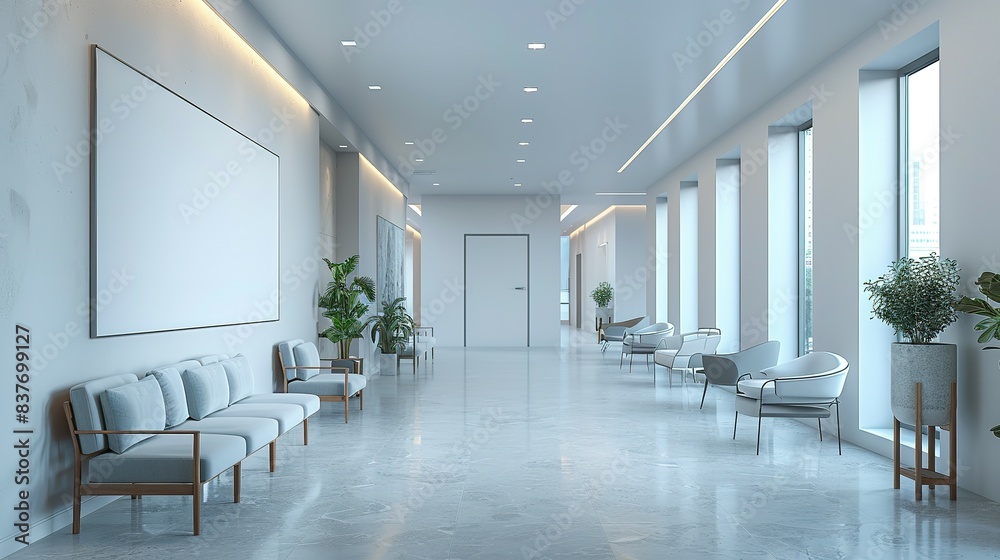 Clinical Canvas: Blank White Poster in Hospital Lounge Clinical Canvas: Blank White Poster in Hospital Lounge