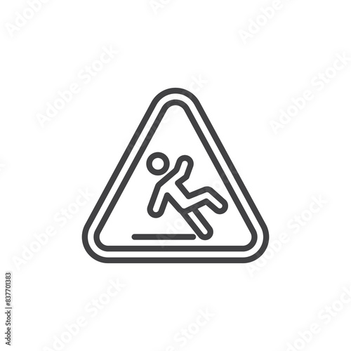 Caution Wet Floor line icon