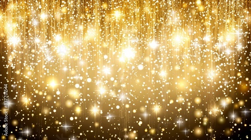 Gold and black background with gold and white stars  and snowflakes on a black background