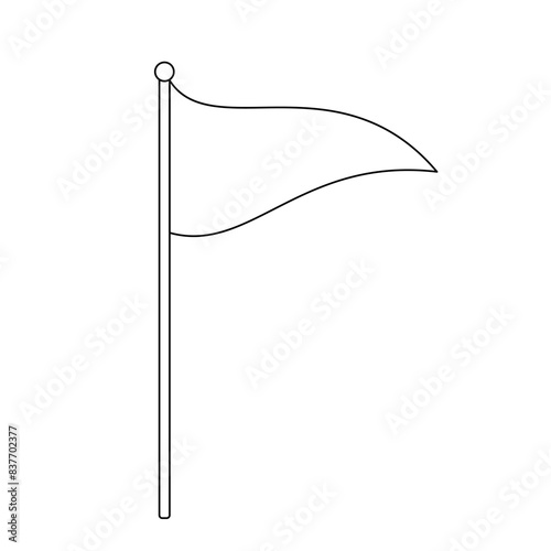 Outline billowing flag. Hand drawn line graphic isolated icon