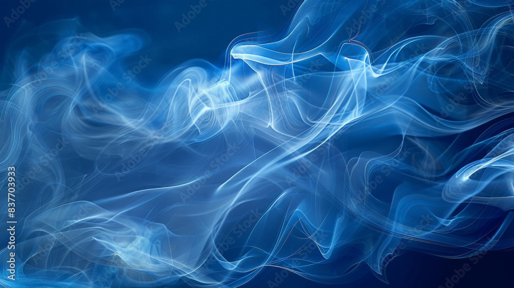 Stylized smoke waves forming an intricate, continuous loop on a dark blue canvas Stylized smoke waves forming an intricate, continuous loop on a dark blue canvas