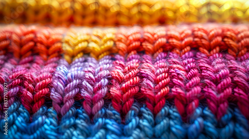 Homemade knit sweater with colorful rainbow colors © Coco