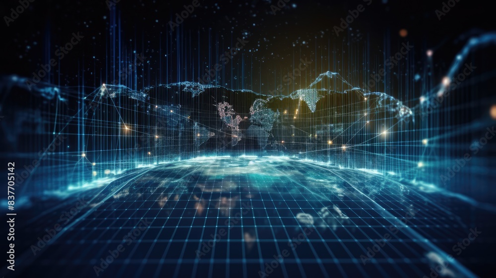 Fototapeta premium Futuristic Global Digital Network Visualization