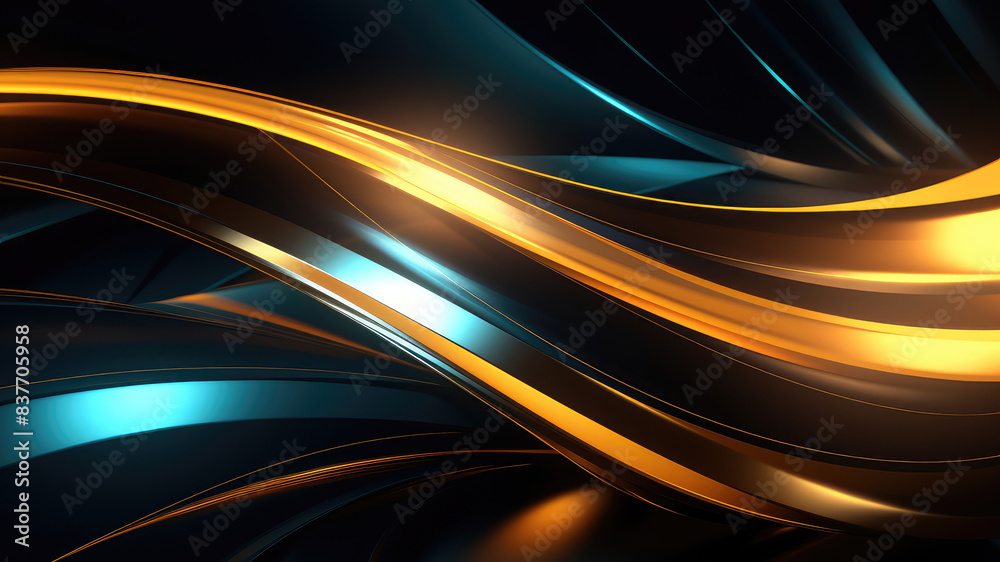 Sleek Golden Waves on Dark Elegance