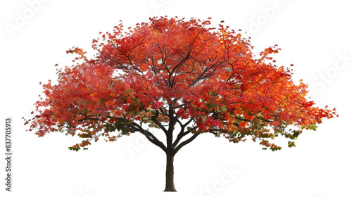 Autumn maple tree isolated on transparent background