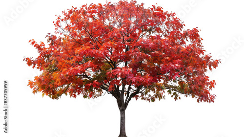 Autumn maple tree isolated on transparent background