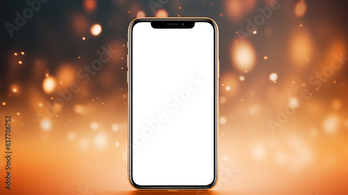 Mockup image of a mobile phone with blank white screen