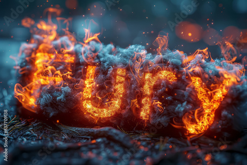 Fiery text spelling Fury, with intense, glowing letters and digital flames engulfing the word,