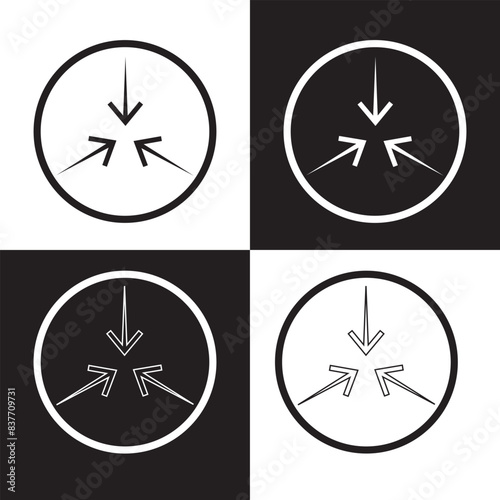 Free Download Three-way, two-way or one -way inward or outward pointing mini arrows. A symbol made from a trio of small black arrow shapes. Isolated on a white and black background.  EPS 10 - GFXLoad