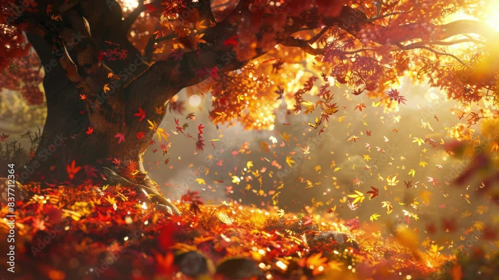 Autumn leaves falling background