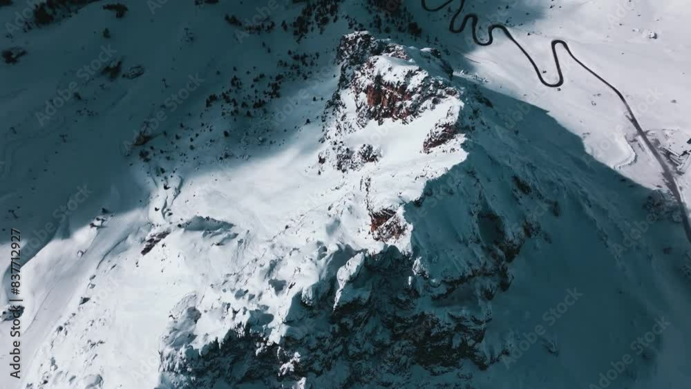 Drone Aerial Flight Over Majestic Mountain Peaks Dolomites, Italy