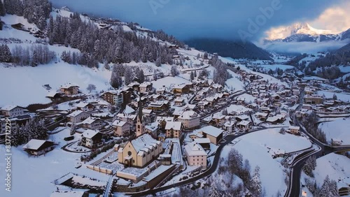 Drone Aerial Flight Over Majestic Mountain Peaks Dolomites, Italy