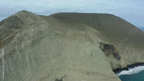 Aerial view of Barcena volcanic rim on San Benedicto island, Mexican pacific photo