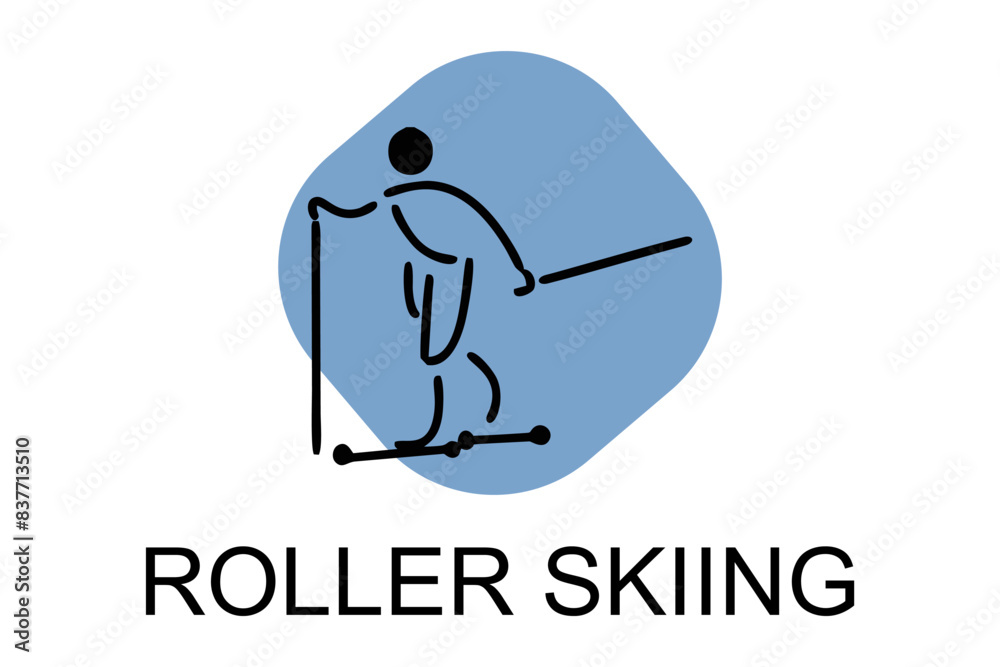 Roller skiing player vector line icon. practicing roller skiing on street logo, equipment sign. sport pictogram illustration Roller skiing player vector line icon. practicing roller skiing on street logo, equipment sign. sport pictogram illustration