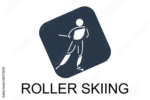 Roller skiing player vector line icon. practicing roller skiing on street logo, equipment sign. sport pictogram illustration