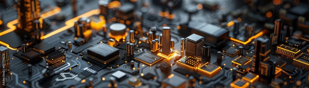 Cyberpunk Cityscape, Towers of Data and Circuits Glowing with Digital Life Cyberpunk Cityscape, Towers of Data and Circuits Glowing with Digital Life